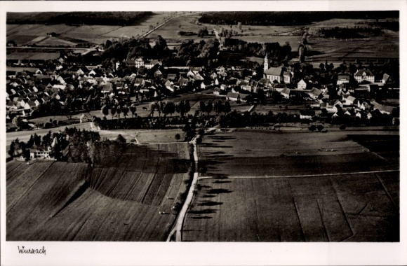 Postcard Bad Wurzach in Upper Swabia, aerial photograph