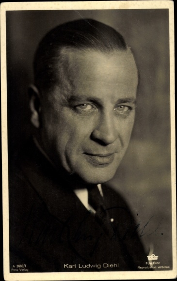Postcard actor Karl Ludwig Diehl, portrait, Ross Verlag A 2680/1, autograph
