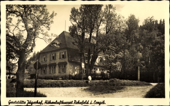 Postcard Rehefeld fence house Altenberg in the Ore Mountains, restaurant Jägerhof