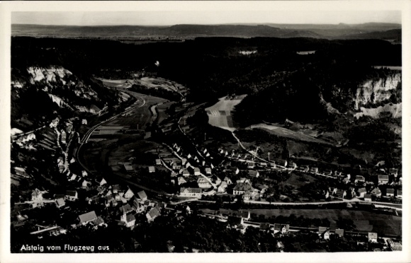Ak Aistaig Oberndorf am Neckar Schwarzwald, Fliegeraufnahme