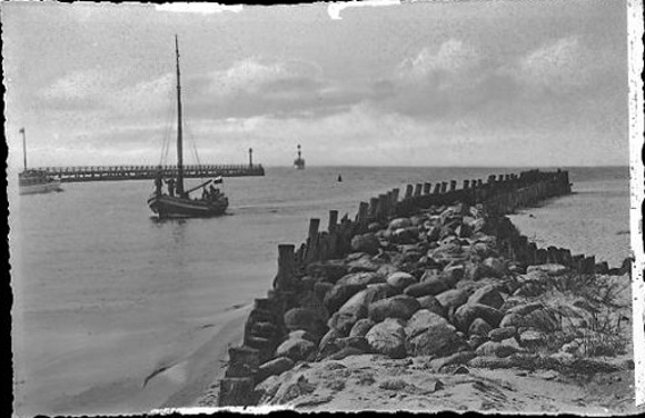 24 Negative Berg-Dievenow in Pommern, Promenade, Strand, Steg, Segelboot