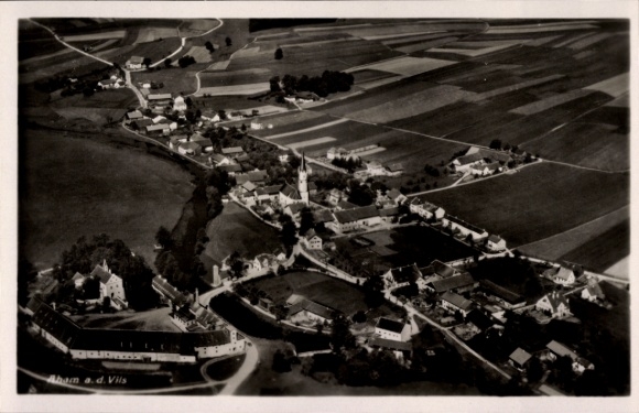 Postcard Aham on the Vils, aerial photograph