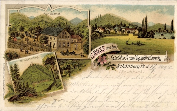Chromo-Litho Schönberg at Kapellenberg Bad Brambach in Vogtland, Gasthof zum Kapellenberg