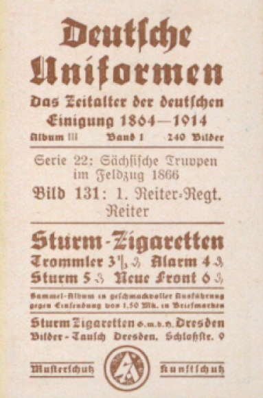 Collective picture German uniforms, Album III Volume 1 Picture 131, 1st Cavalry Regt., Saxony 1866