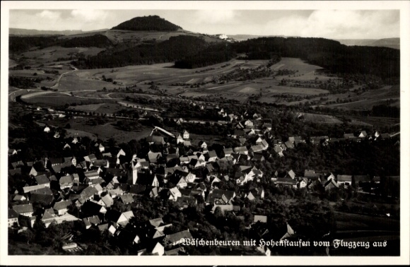Postcard Wäschenbeuren in Württemberg, aerial photograph