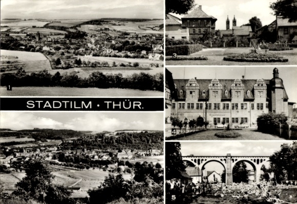 Ak Stadtilm in Thüringen, Übersicht, Teilansicht, Platz der Einheit, Rathaus, Bad