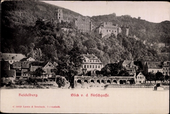 Ak Heidelberg am Neckar,  Blick von der Kirschgasse, Stadtansicht, Landschaft