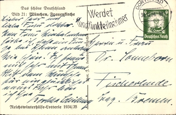 Postcard Munich, Frauenkirche, WHW The beautiful Germany No. 21