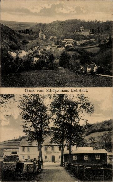 Postcard Liebstadt Erzgebirge Saxony, total view, Schützenhaus