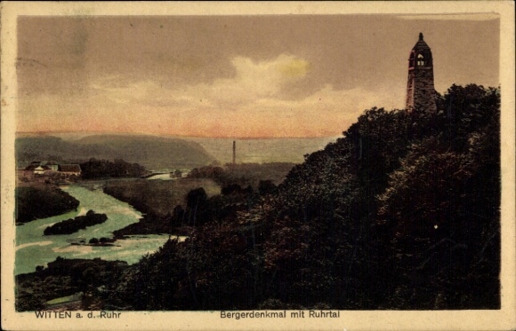 Ak Witten im Ennepe Ruhr Kreis, Bergerdenkmal mit Ruhrtal