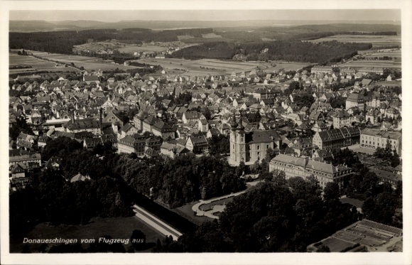 Postcard Donaueschingen in the Black Forest, aerial photograph