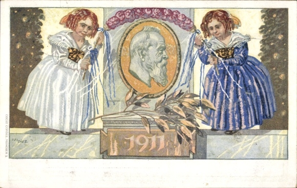 Postwaardestuk kunstenaarsbriefkaart Diez, M., prins-regent Luitpold van Beieren 1911, 5 Pfennig