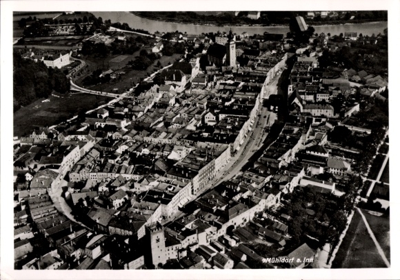 Postcard Mühldorf am Inn Upper Bavaria, aerial photograph