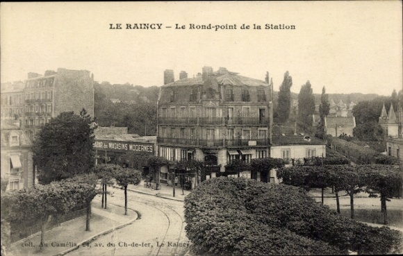 Ak Le Raincy Seine Saint Denis,  Rundpunkt der Station, moderne Geschäfte, Stadtansicht,  Archite