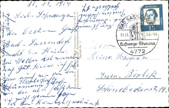Postcard Bad Sassendorf in Westphalia, Kurhaus