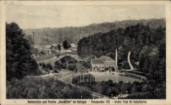 Postcard Ratingen North Rhine Westphalia, Restaurant and Pension Auermühle