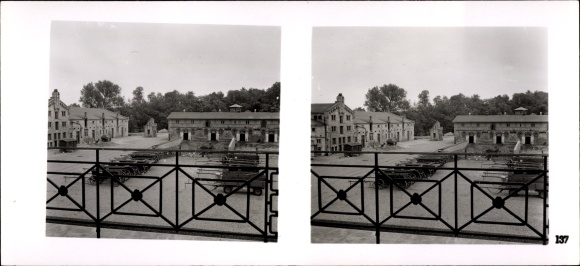 Stereo Raumbild Foto "Die NS-Musterbetriebe 1937-38" Nr. 137, Rittergut Peseckendorf, Wirtschaftshof