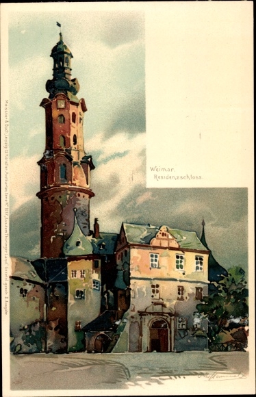 Kunstenaar litho Weimar aan de Lahn Hessen, Residenzschloss