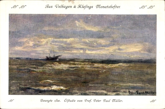 Artist Postcard Prof. Peter Paul Müller, Moving Sea, Oil Study