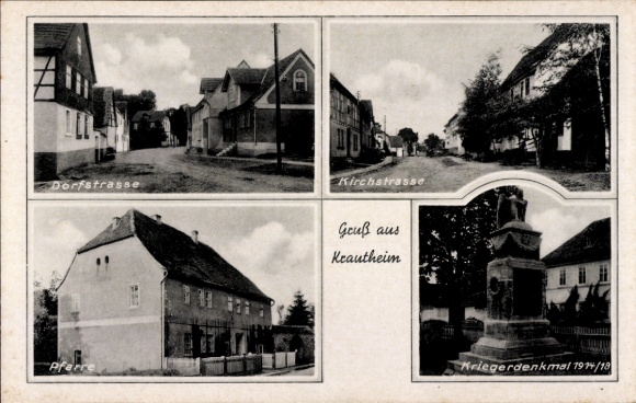 Postcard Krautheim Weimarer Land, Kirchstraße, Dorfstraße, Parish, War Memorial