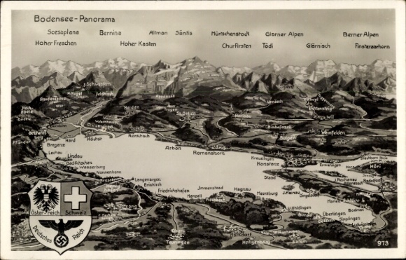 Maps Postcard Bodensee Panorama, Hoher Freschen, Scesaplana, Hoher Kasten