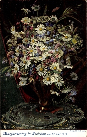 Künstler Ak Mockel, M., Zwickau in Sachsen, Margaretentag, 13 Mai 1911, Blumenstrauss