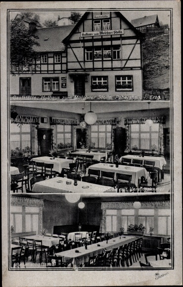 Ak Pobershau Marienberg im Erzgebirge, Huthaus zum Molchener Stolln, Innenansicht