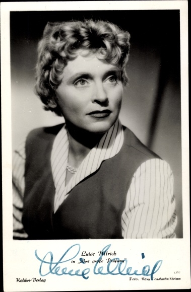 Postcard actress Luise Ullrich, portrait, your big test, autograph