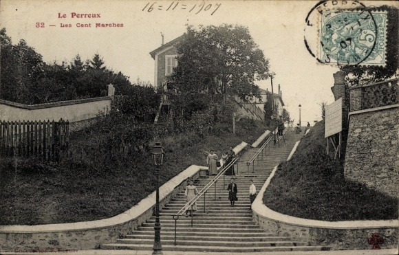 Ak Le Perreux sur Marne Val de Marne, Les Cent Marches, Treppen,  Architektur, 