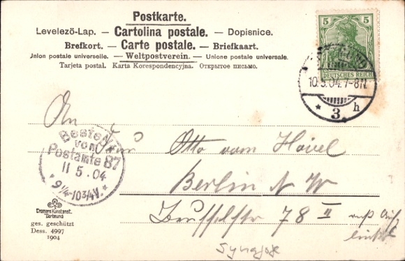 Judaica Postcard Dortmund in the Ruhr area, general view, synagogue
