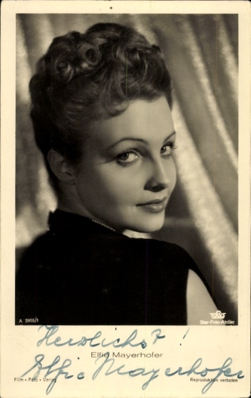 Ak-actrice Elfie Mayerhofer, handtekening