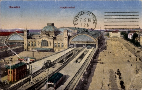 Postcard Dresden Old Town Friedrichstadt, Main Station