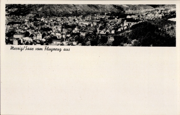 Postcard Merzig on the Saar, aerial view of Saarland, urban architecture, landscape