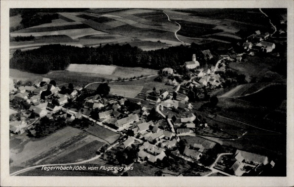 Postcard Tegernbach Rudelzhausen in Upper Bavaria, aerial photograph