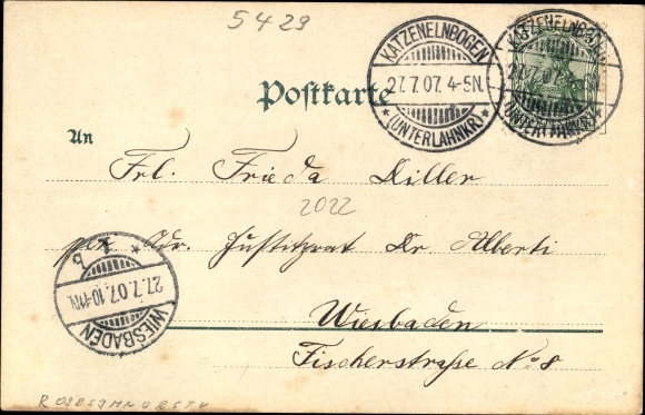 Postcard Katzenelnbogen im Taunus, general view, hotel and brewery Bremser