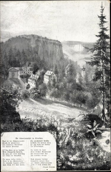 Ansichtkaart Rosenthal Bielatal Saksisch Zwitserland, Zwitserse molen