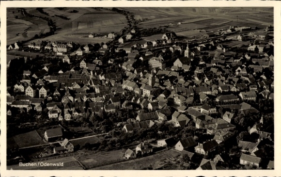 Postcard Buchen in the Odenwald Baden, aerial photograph