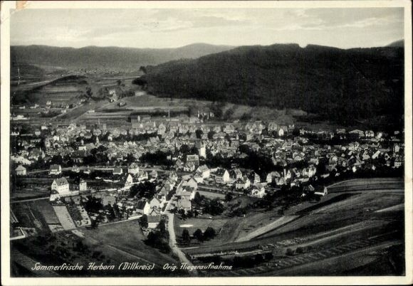 Postcard Herborn in Hessen, aerial photograph