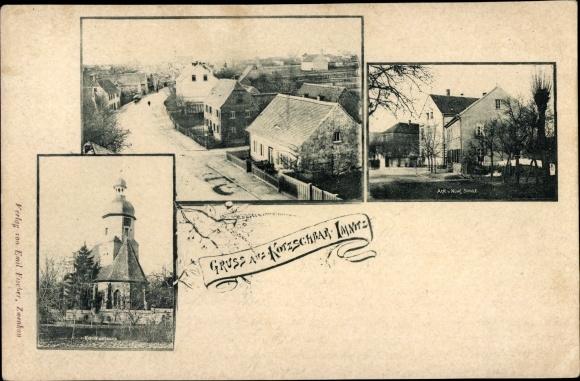 Postcard Kotzschbar Zwenkau in Saxony, church, old and new school