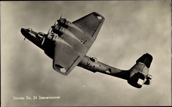 Postcard Dornier Do 24 Zeeverkenner, X-1, Sea Patrol, Dutch military aircraft