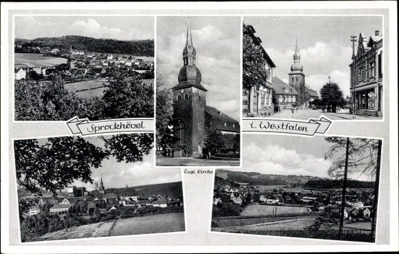 PC Sprockhövel in the Ruhr area, general view, church, partial views