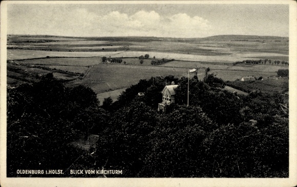 Postcard Oldenburg in Holstein, general view, church tower