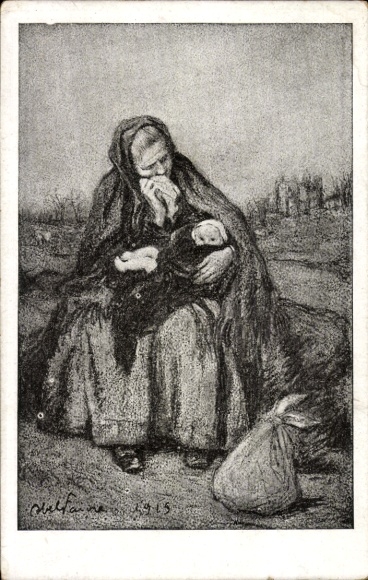 Artist PC Crying woman with child 1915