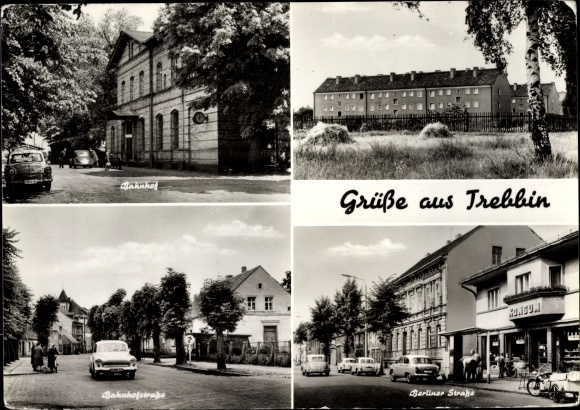 Ak Trebbin in Brandenburg, Bahnhof Front, Berliner Str., Bahnhofstr.