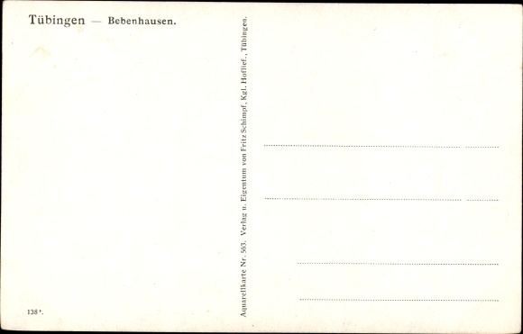 Artist PC Marschall, J., Bebenhausen Tübingen am Neckar, view of the town