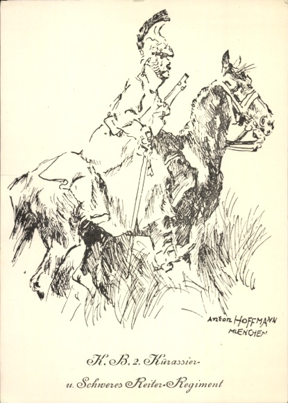 Künstler Ak Hoffmann, Anton, K. B. 2. Kürassier- und Schweres Reiter-Regiment