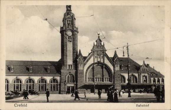 Ak Krefeld am Niederrhein, Bahnhof