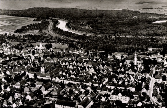Ak Günzburg an der Donau Schwaben, Fliegeraufnahme