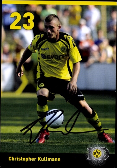 Autograph card footballer Christopher Kullmann, BVB 09, Borrussia Dortmund, autograph