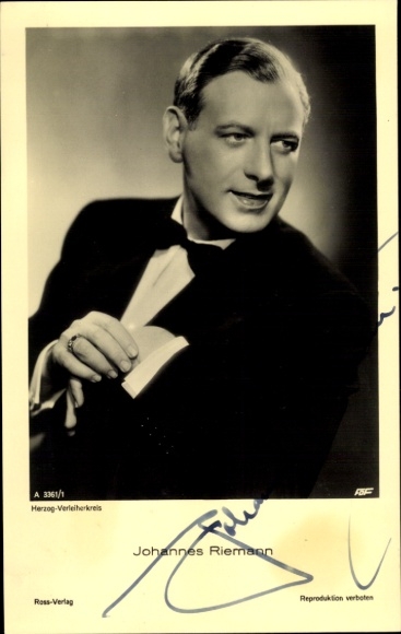 Ak Schauspieler Johannes Riemann, Ross Verlag A 3361 1, Portrait, Autogramm